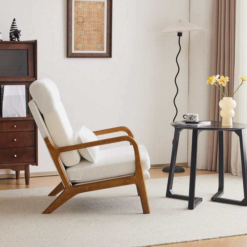 Chaise de loisirs à dossier haut en bois massif avec accoudoirs et dossier Chaise d'appoint