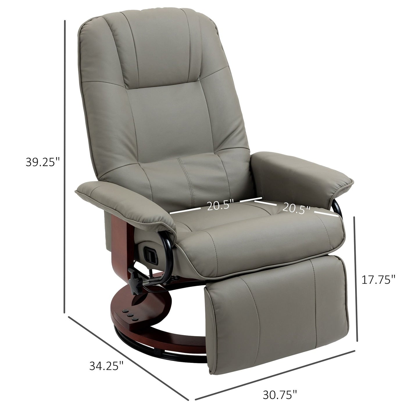 Fauteuil inclinable manuel pivotant et réglable en similicuir HomCom avec repose-pieds confortable et relaxant