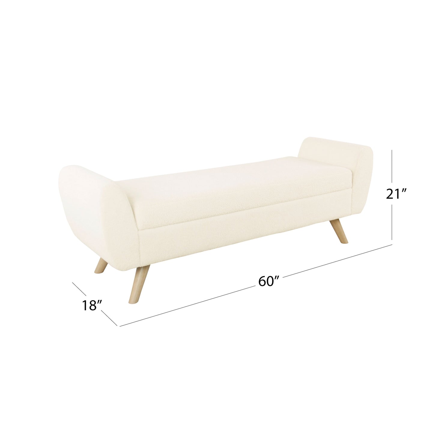 Banc de rangement moderne Sherpa avec pieds en bois HomePop