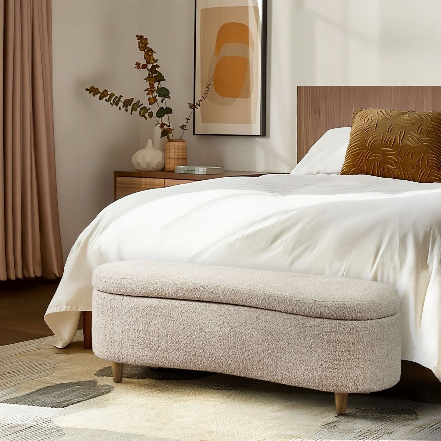 Banc d'appoint de rangement incurvé de style boucle INK IVY Bailey