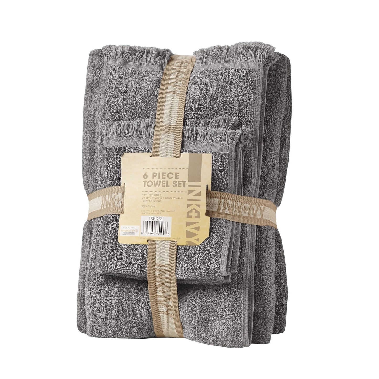 INK+IVY Atlas Cotton Dobby Slub 6 Piece Towel Set