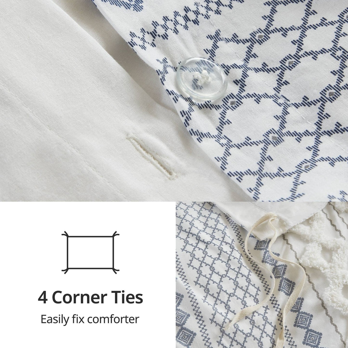 INK+IVY Imani Cotton Printed Duvet Cover Set with Chenille