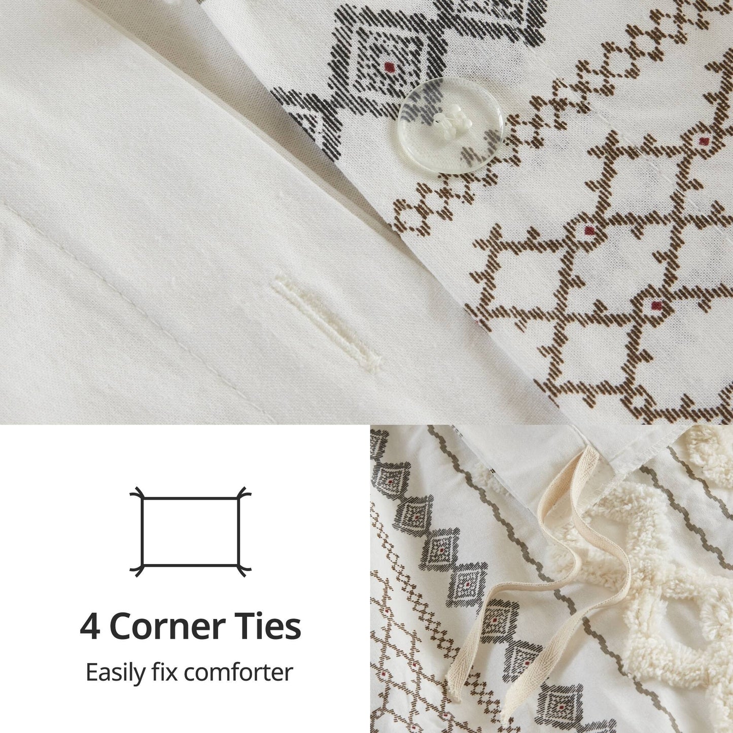 INK+IVY Imani Cotton Printed Duvet Cover Set with Chenille