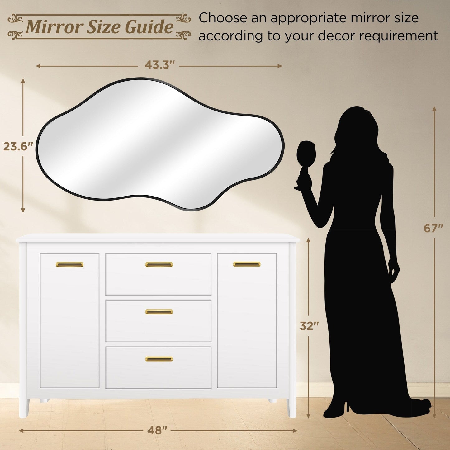 Irregular Wall Mirror Decorative Asymmetrical Wall Mirror