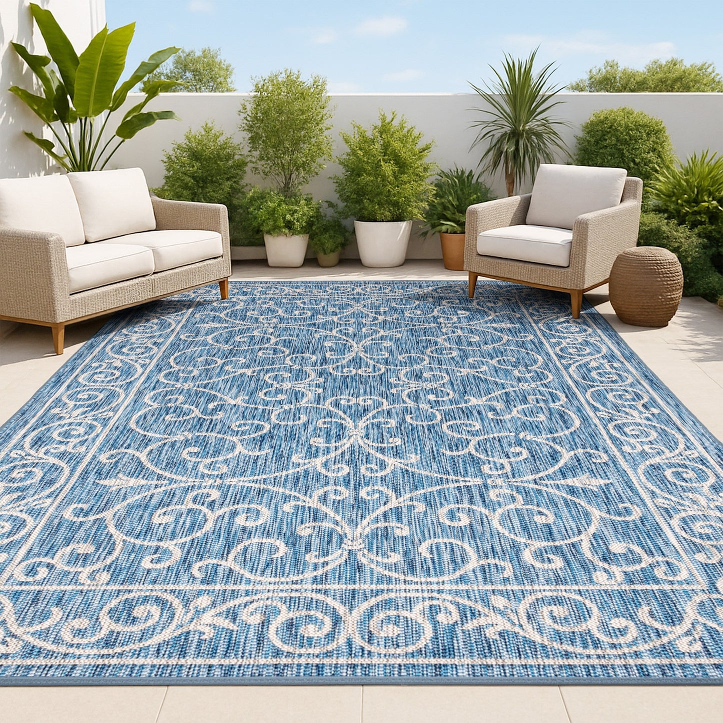 JONATHAN Y Filigree Textured Weave Indoor/Outdoor Area Rug