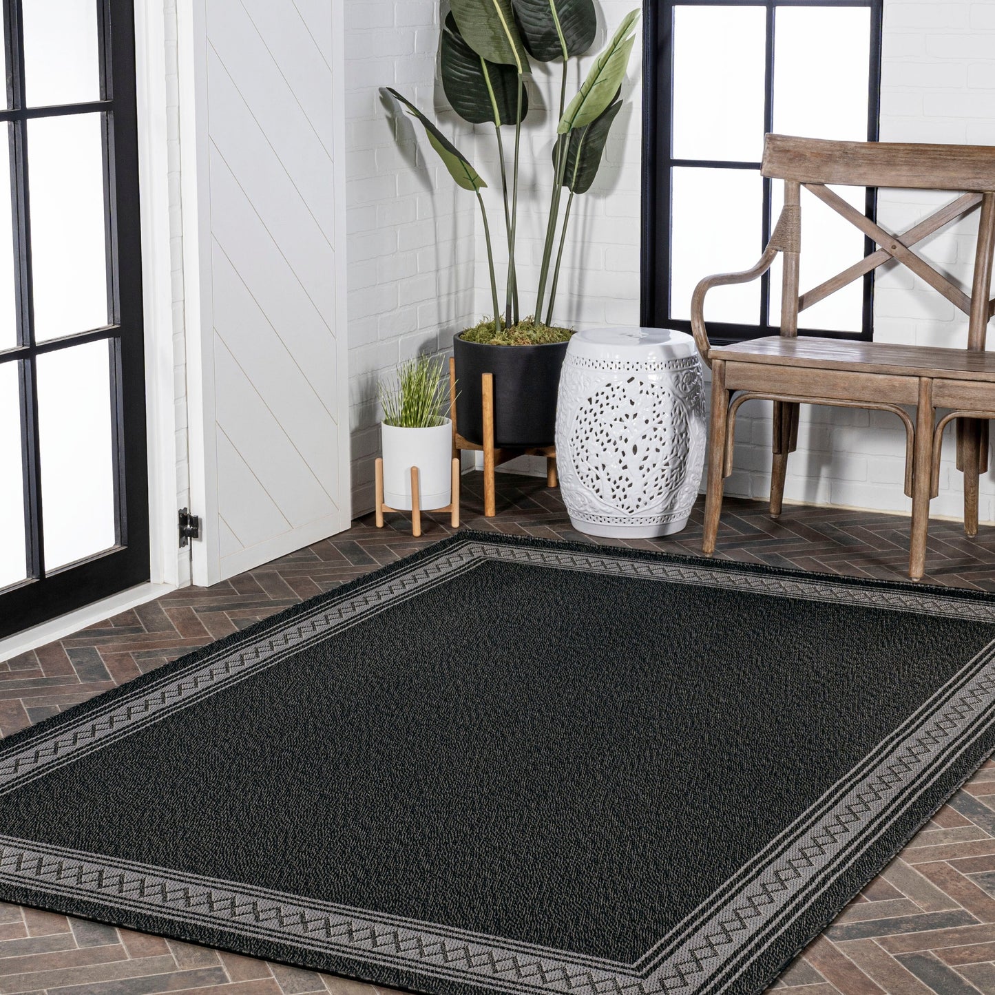 JONATHAN Y Havana Classic Diamond Border Indoor/Outdoor Area Rug