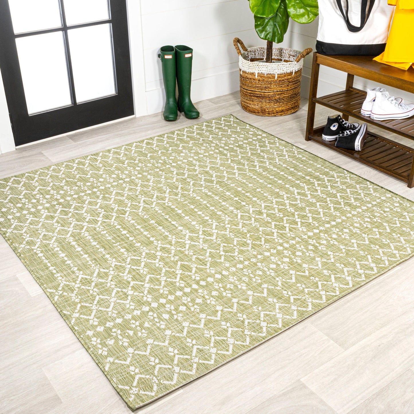 JONATHAN Y Trebol Moroccan Geometric Textured Weave Indoor/Outdoor Area Rug