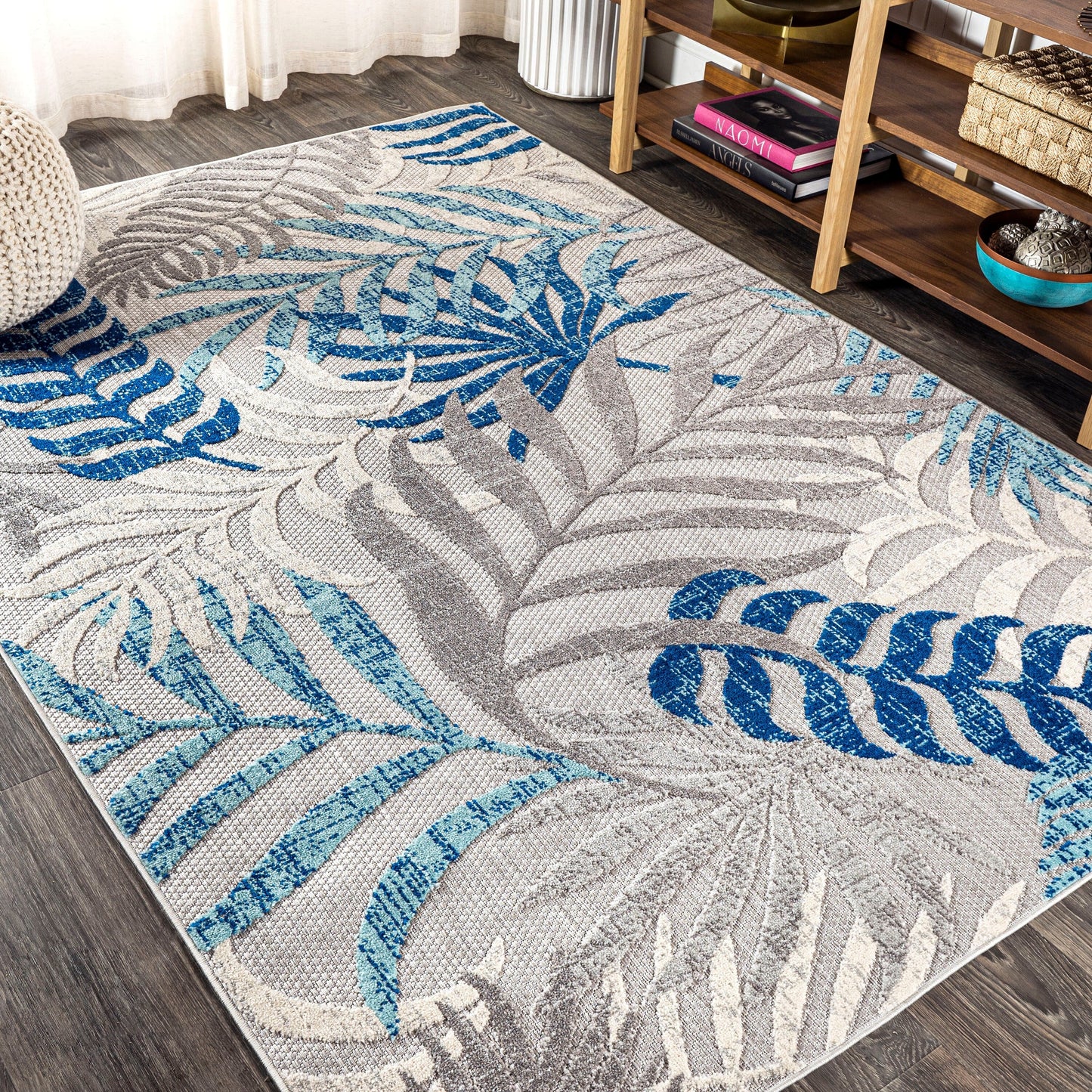 JONATHAN Y Aydin Palm Leaves Indoor/Outdoor Area Rug