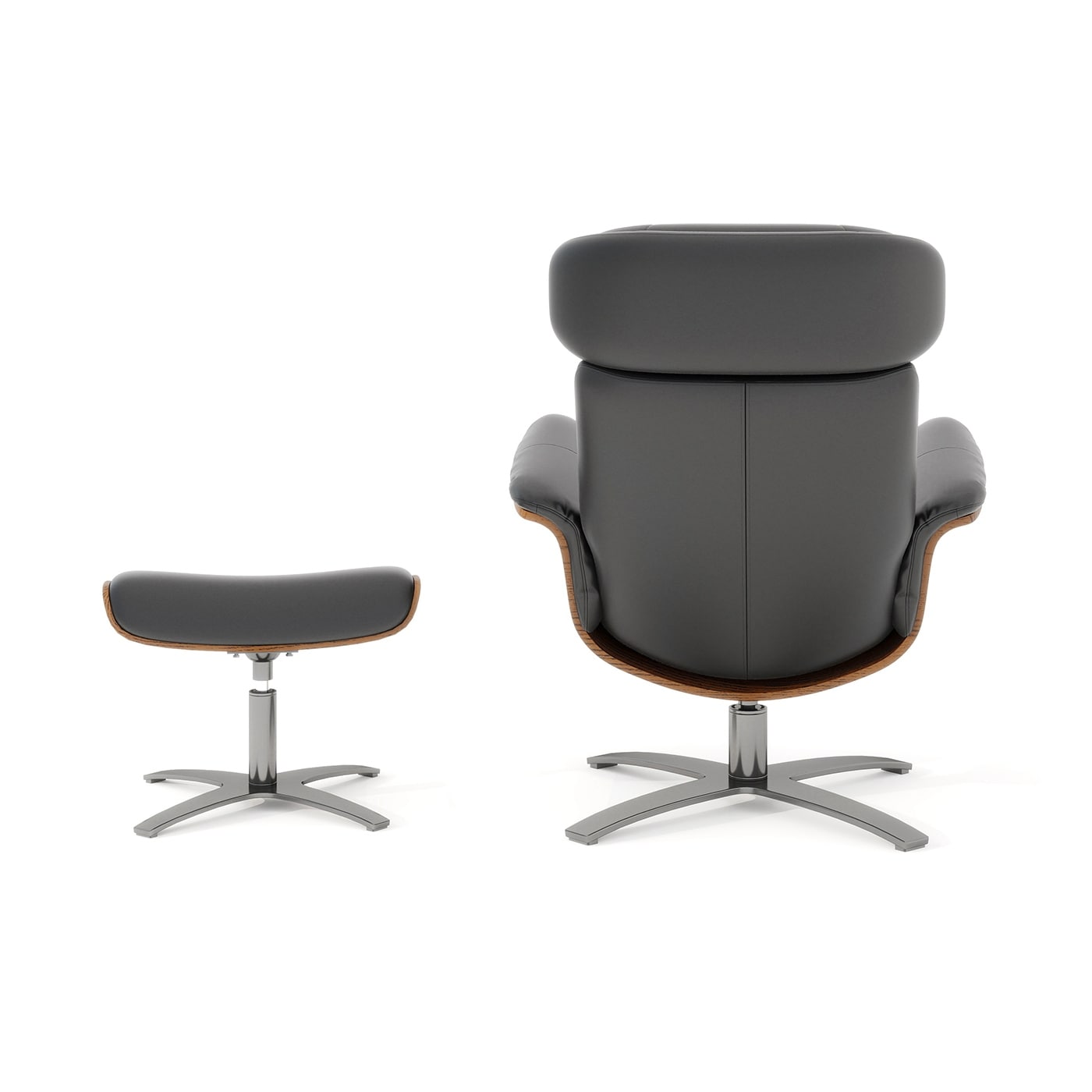 Fauteuil inclinable Jovan 31,5 en cuir véritable avec pouf