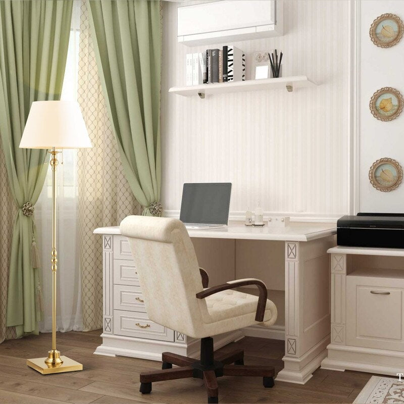 KAWOTI 60.5'' 2-Light Floor Lamp with Empire Fabric Shade