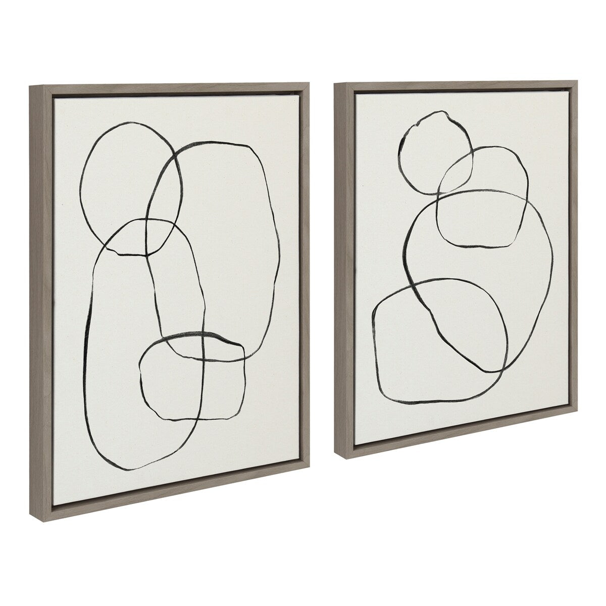 Kate and Laurel Sylvie Modern Circles Framed Canvas Set by Teju Reval