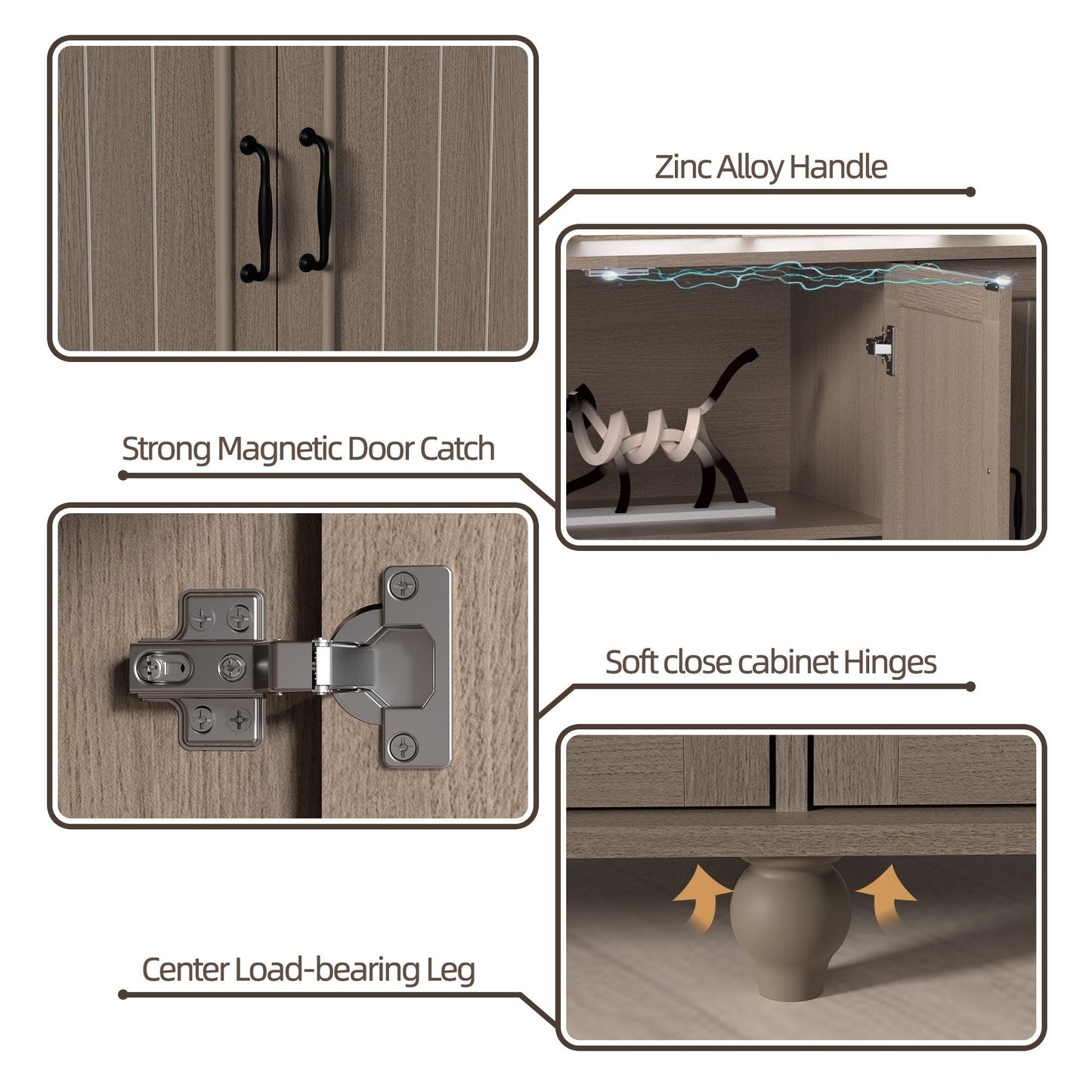 Buffet de cuisine, meuble de bar à café, meuble de rangement d'appoint