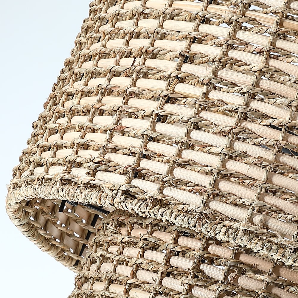 Lustre tambour à 4 lumières en rotin Lennie de 20 po avec auvent noir - 20 po de largeur - 20 po de largeur