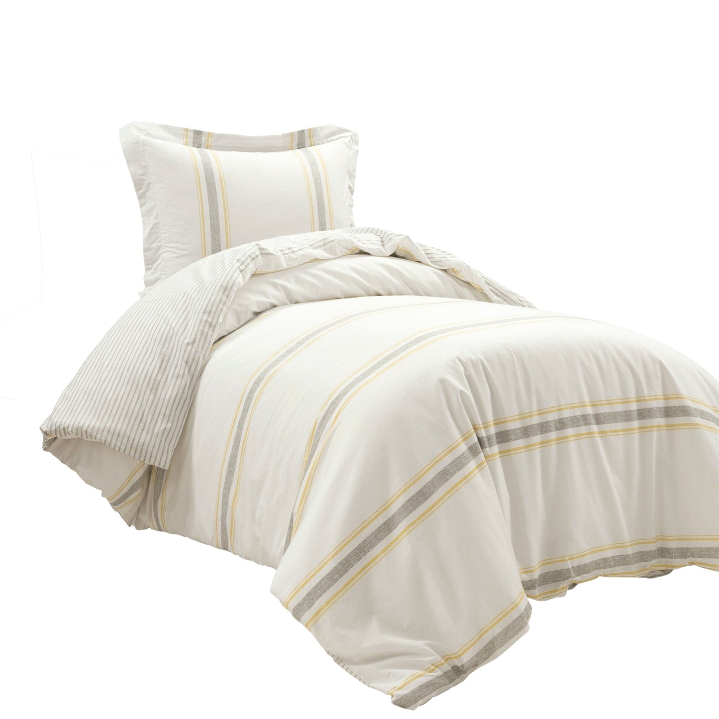 Lush Decor Farmhouse Stripe 3 Piece Duvet Cover Set