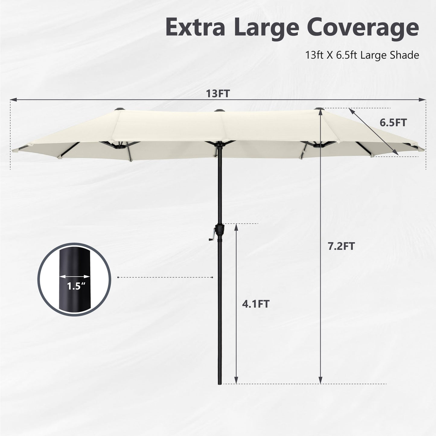 MAISON ARTS 13ft Double -Sided Patio Umbrella Extra Large with Crank
