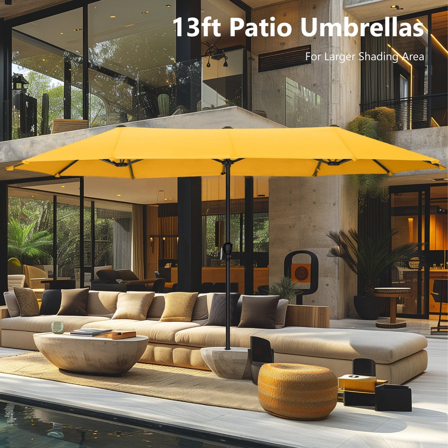 MAISON ARTS 13ft Double -Sided Patio Umbrella Extra Large with Crank