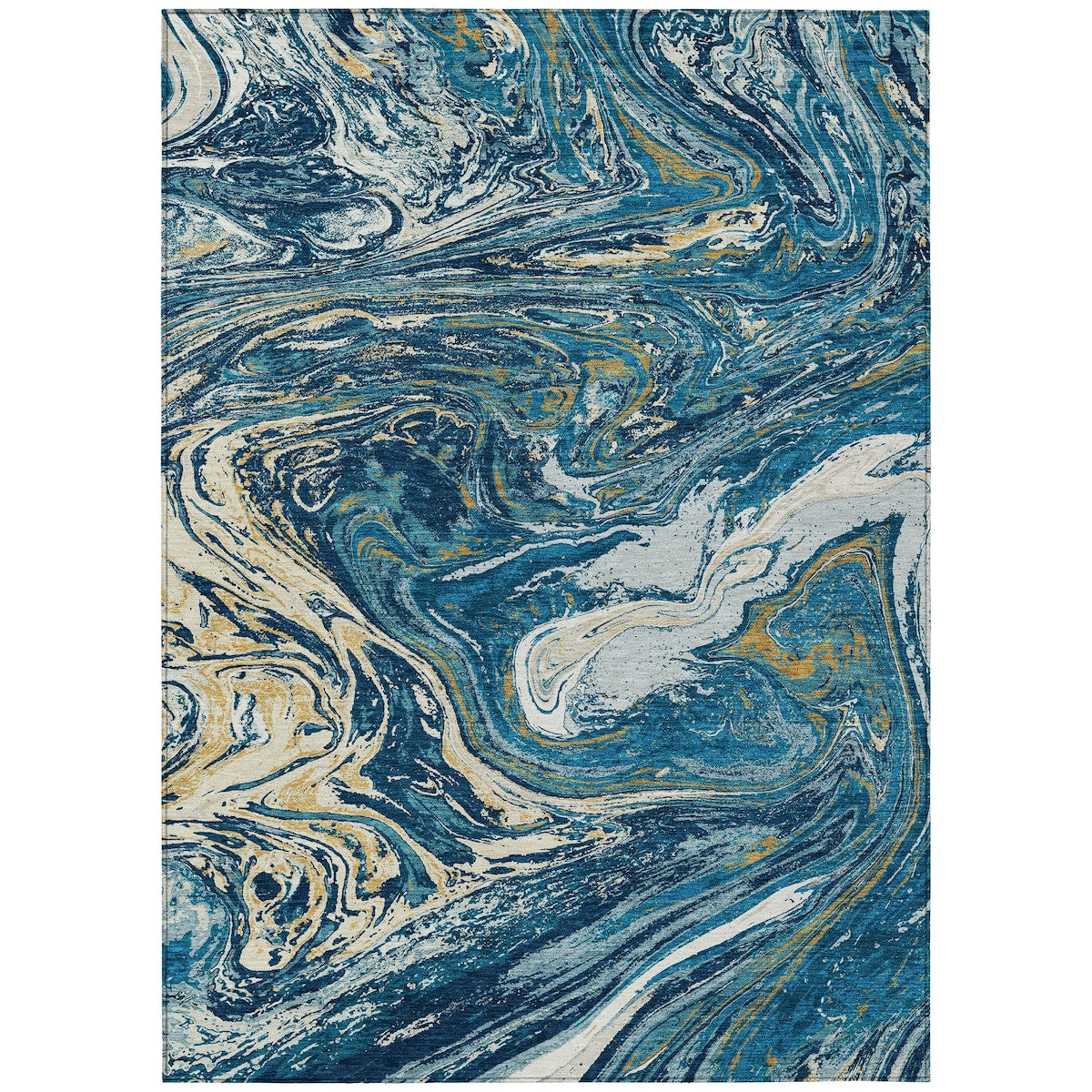 Machine Washable Indoor/ Outdoor Abstract Brushstroke Chantille Rug