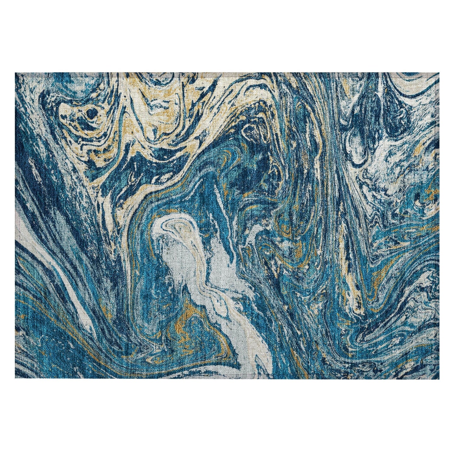 Machine Washable Indoor/ Outdoor Abstract Brushstroke Chantille Rug