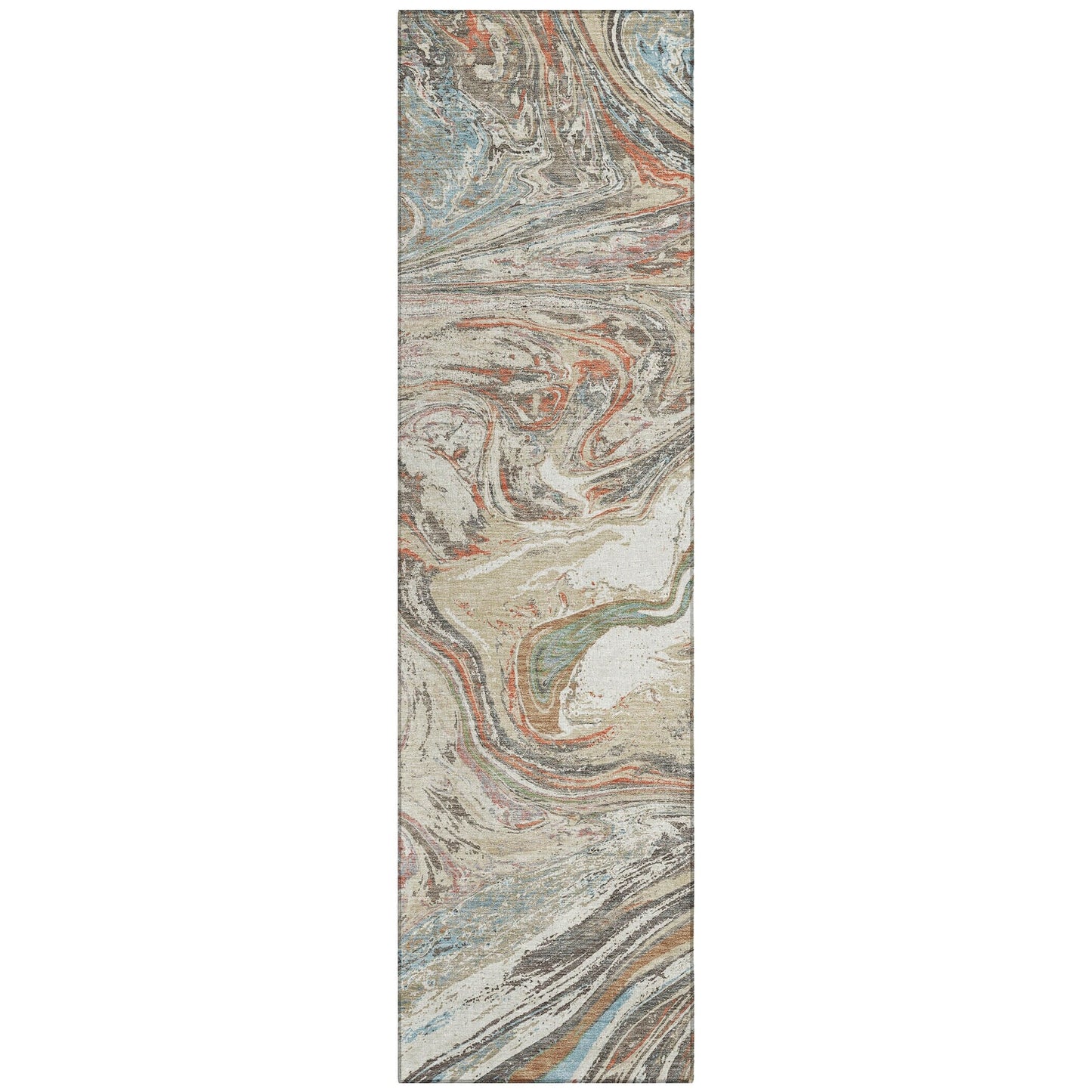 Machine Washable Indoor/ Outdoor Abstract Brushstroke Chantille Rug
