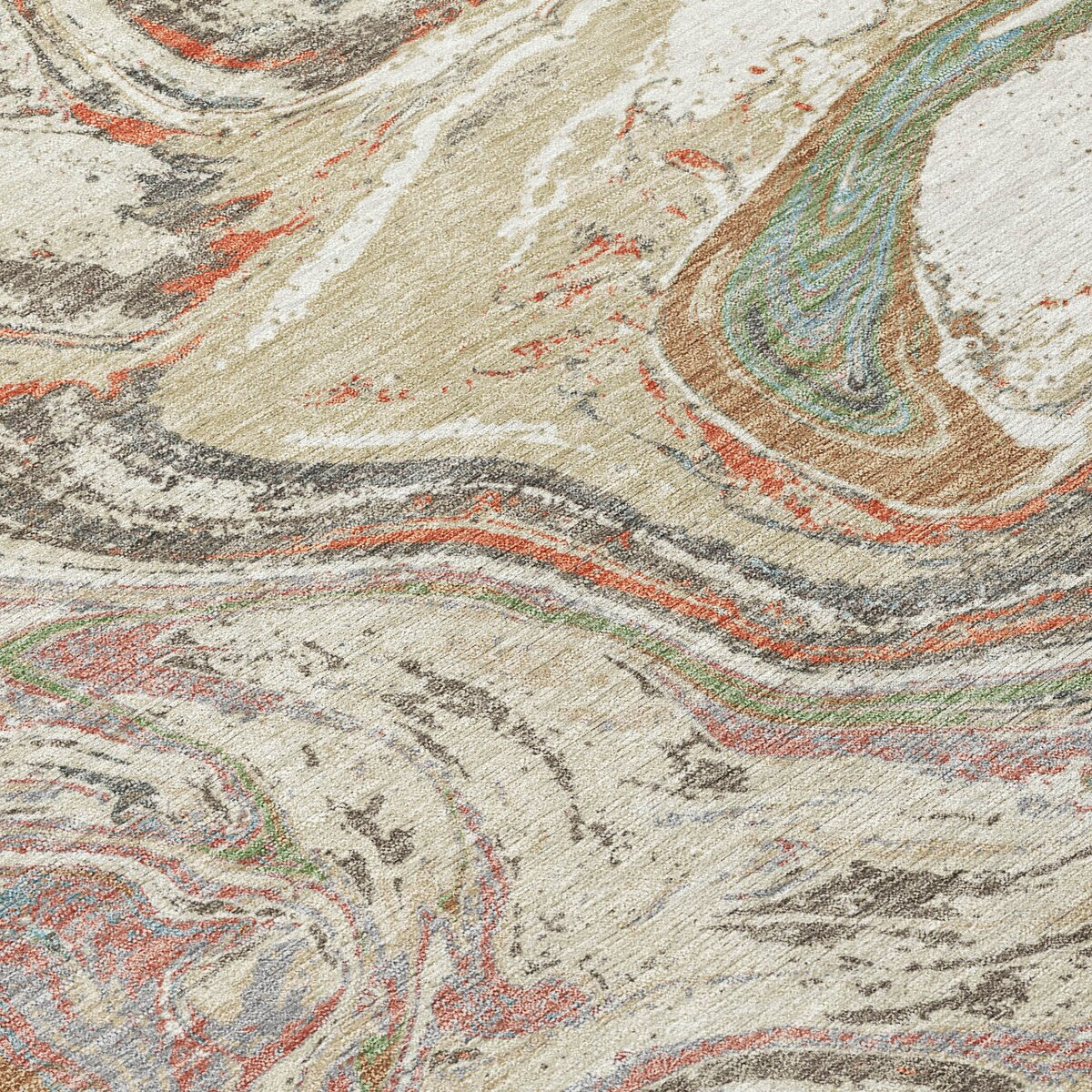 Machine Washable Indoor/ Outdoor Abstract Brushstroke Chantille Rug