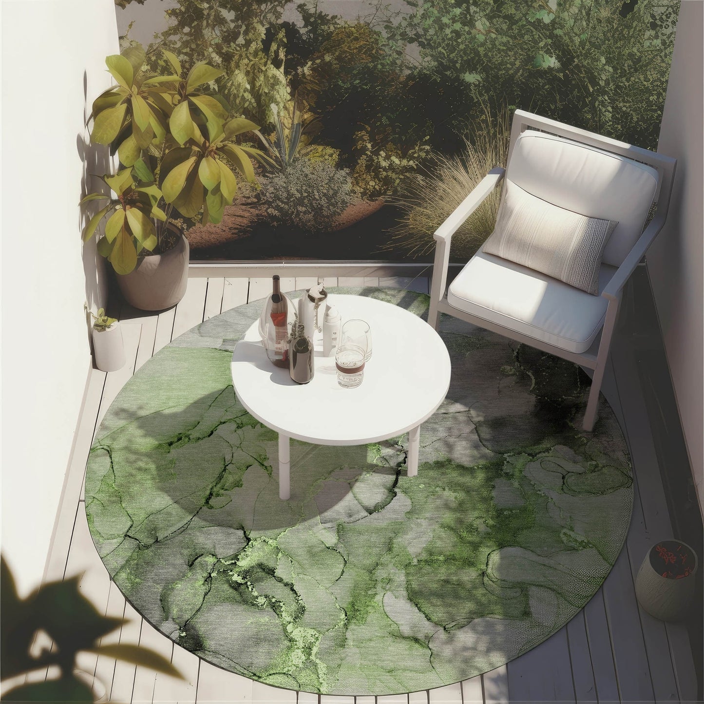 Machine Washable Indoor/ Outdoor Abstract Chantille Rug