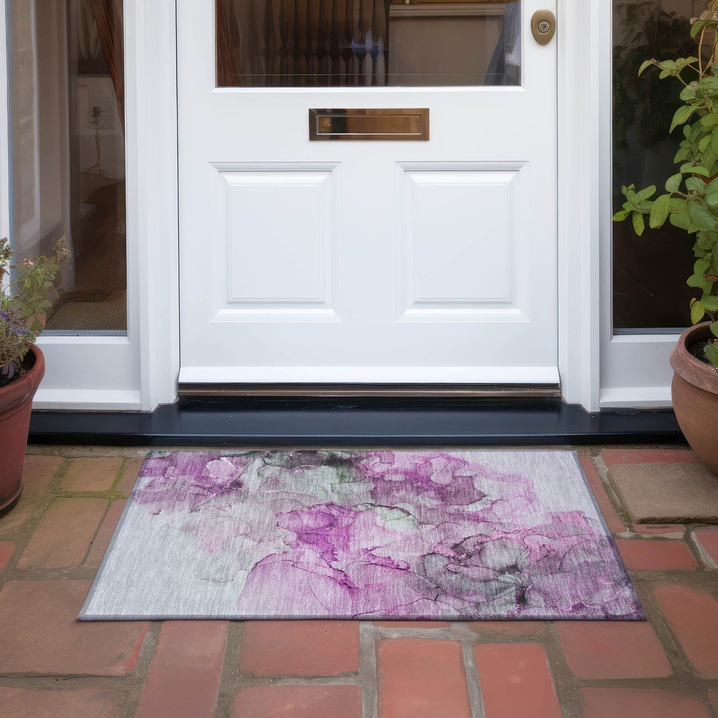 Machine Washable Indoor/ Outdoor Abstract Chantille Rug