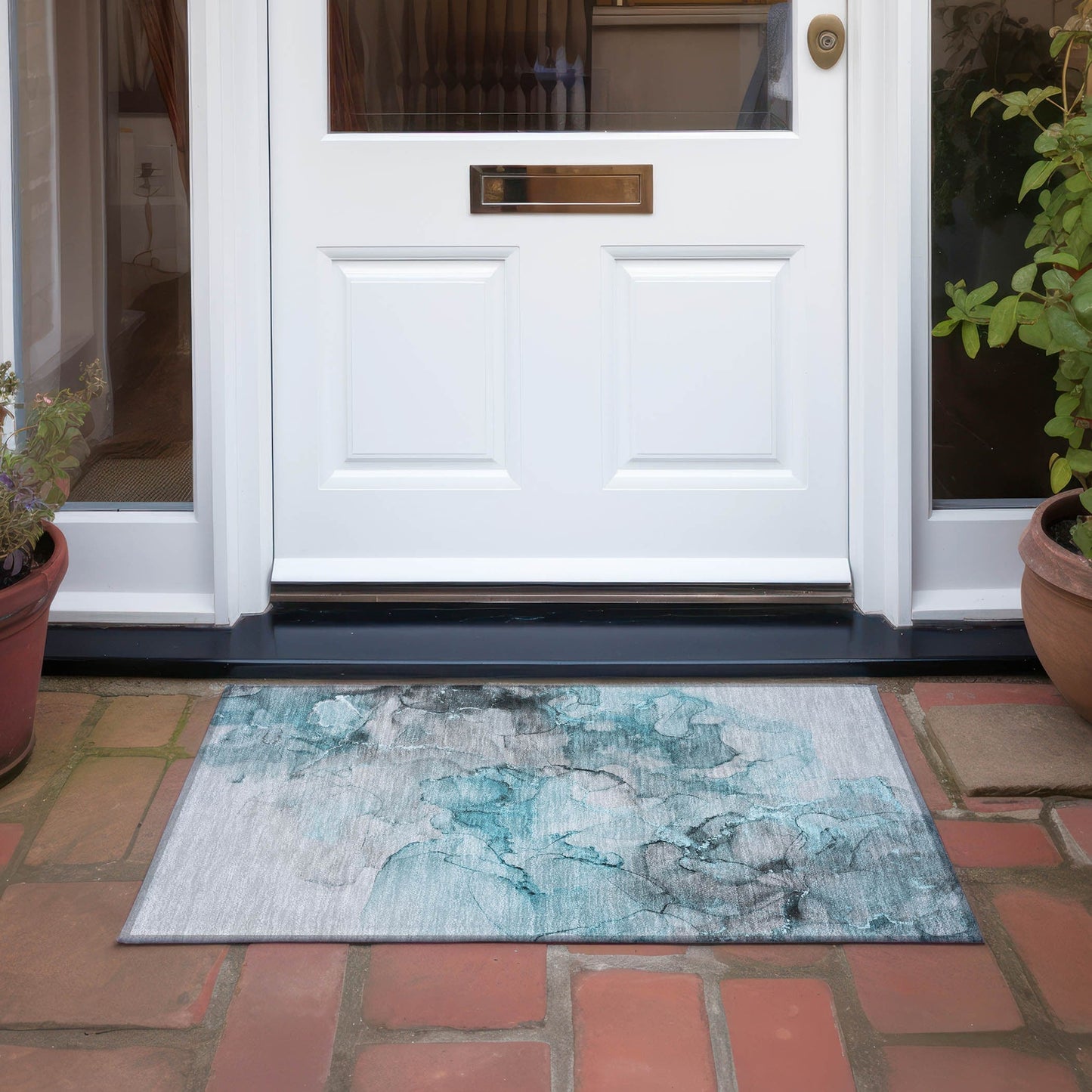 Machine Washable Indoor/ Outdoor Abstract Chantille Rug