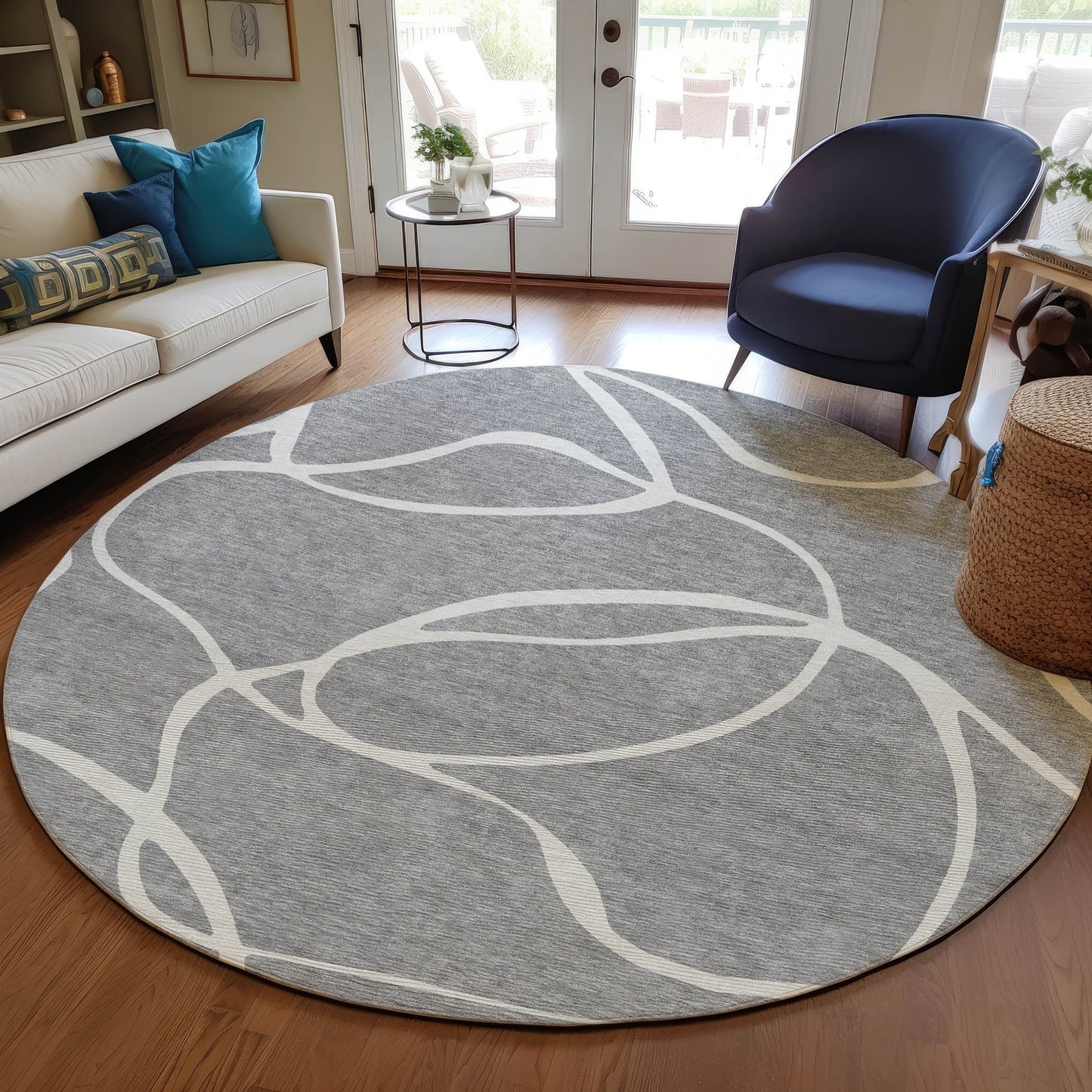 Machine Washable Indoor/ Outdoor Abstract Modern Chantille Rug
