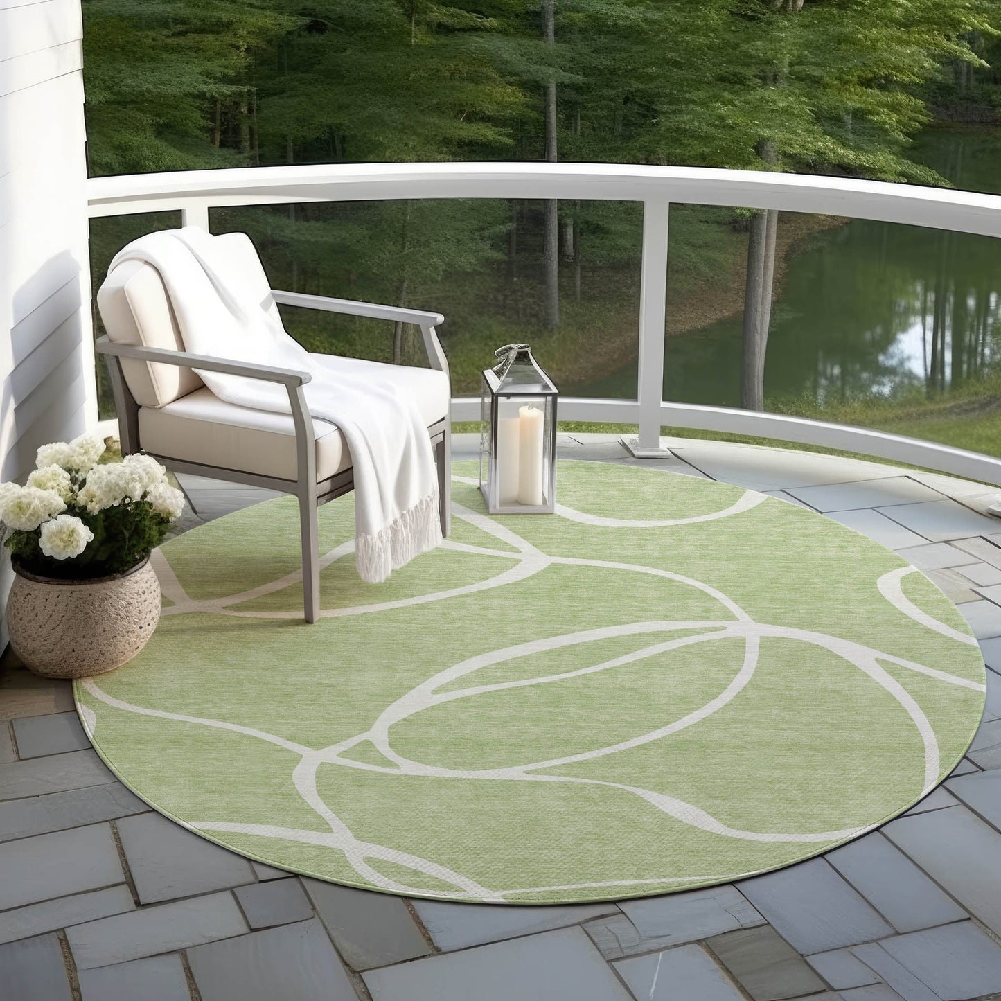 Machine Washable Indoor/ Outdoor Abstract Modern Chantille Rug