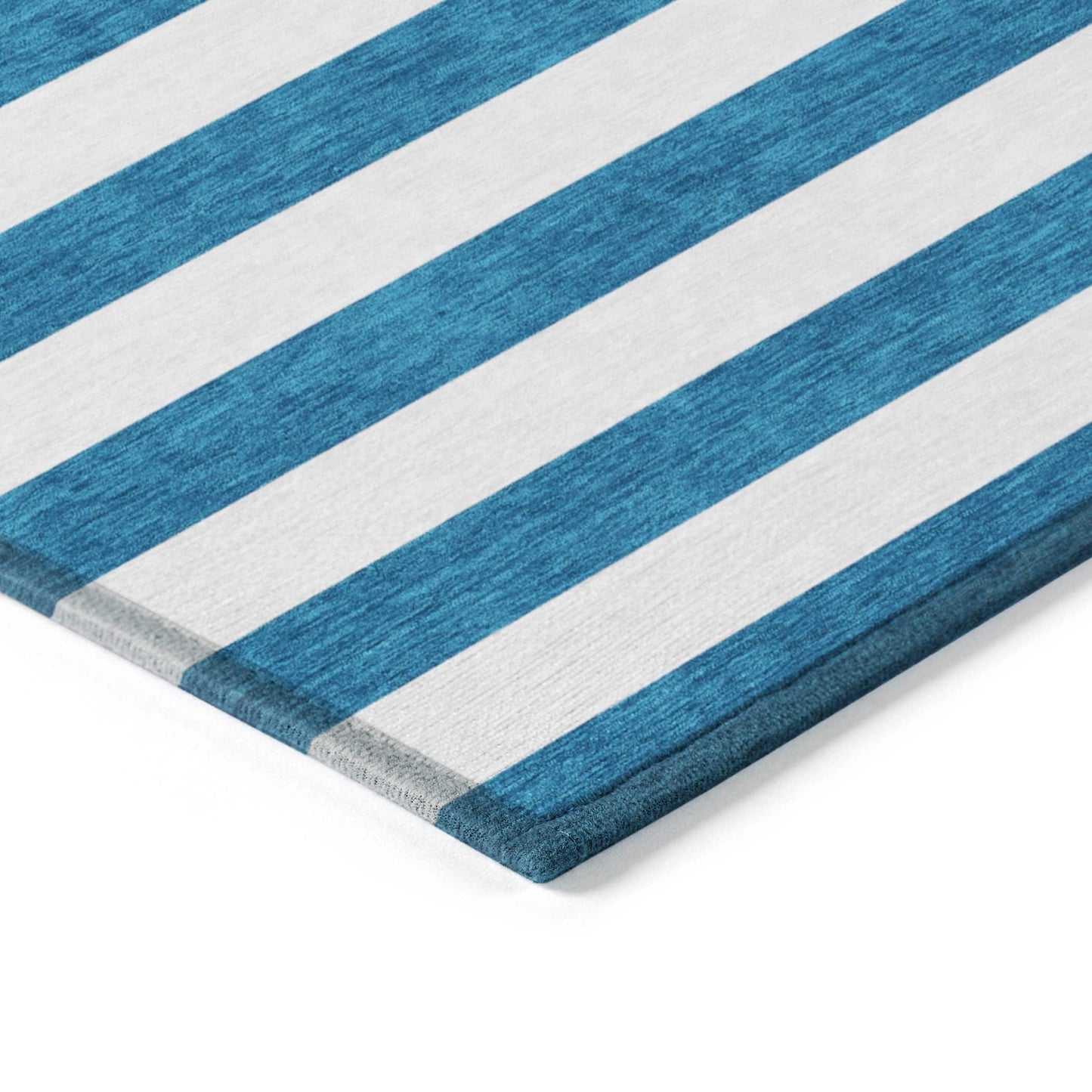 Machine Washable Indoor/ Outdoor Cabana Stripe Chantille Rug