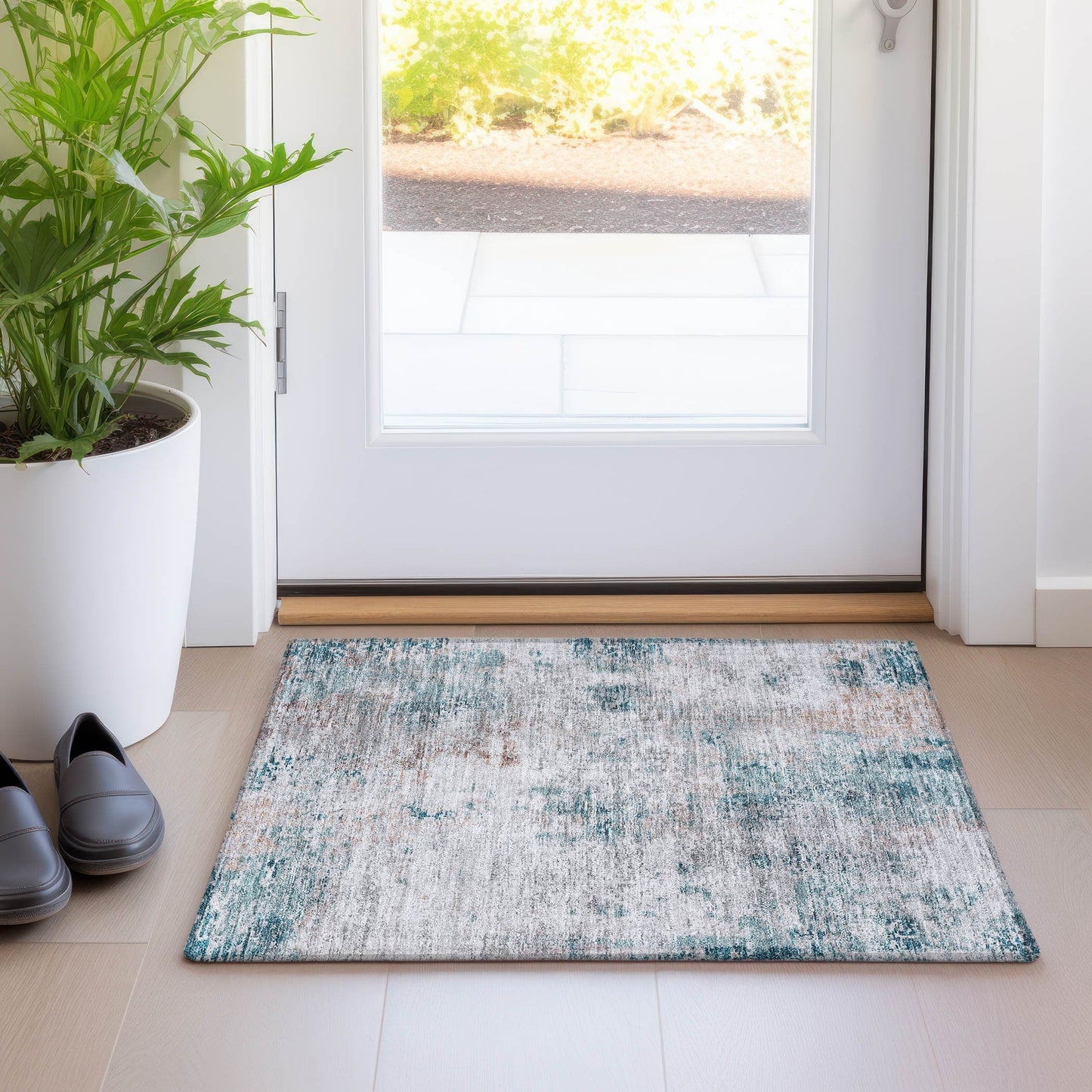 Machine Washable Indoor/ Outdoor Chantille Abstract Modern Rug