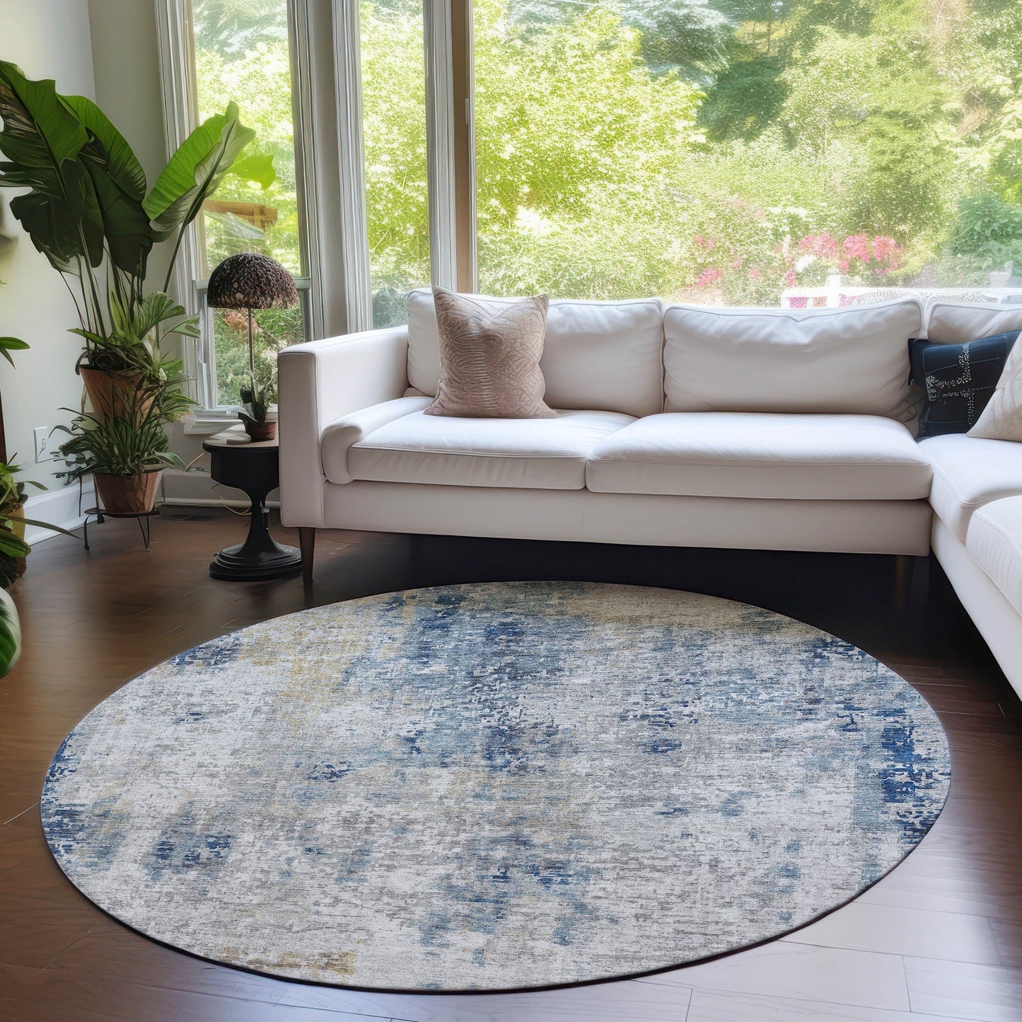 Machine Washable Indoor/ Outdoor Chantille Abstract Modern Rug