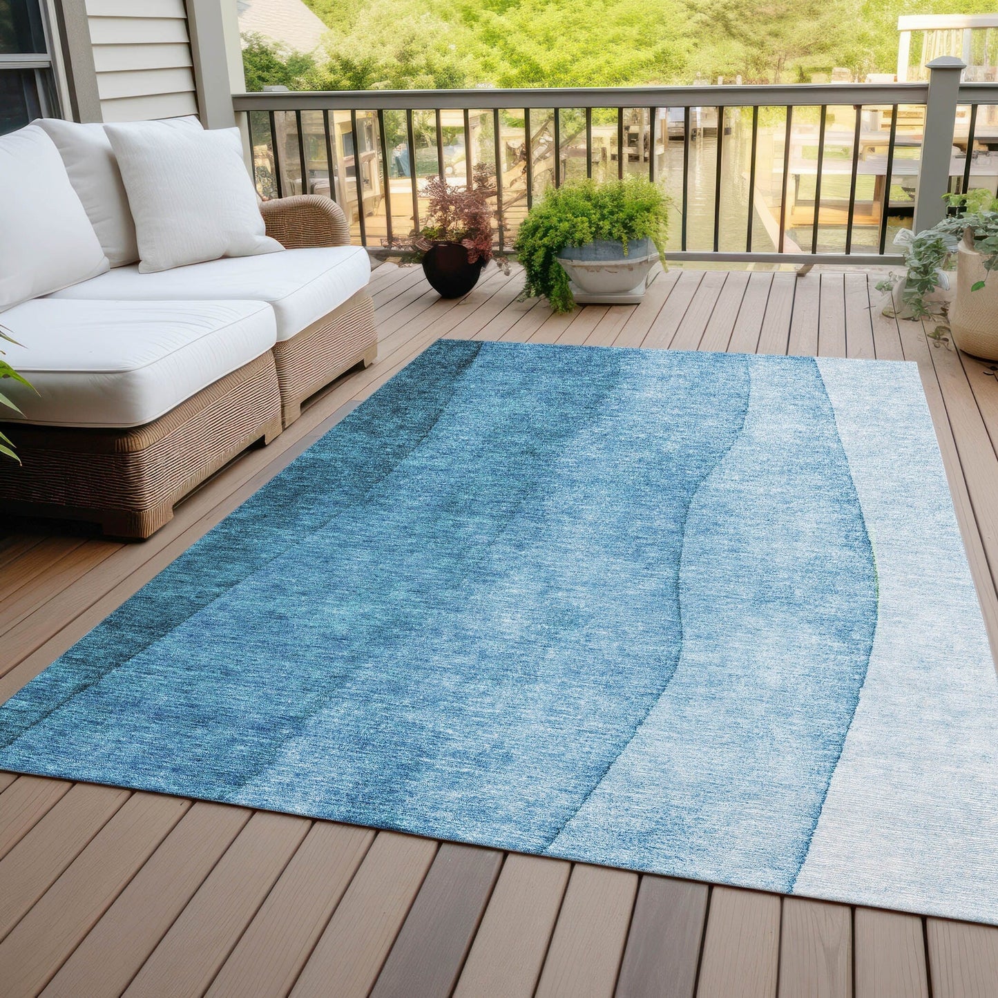Machine Washable Indoor/ Outdoor Chantille Contemporary Ombre Rug