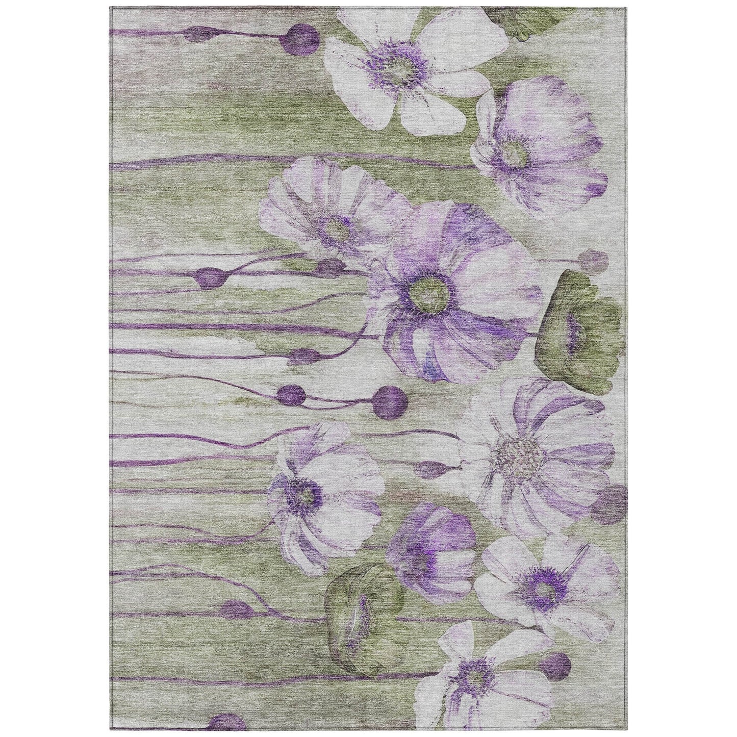 Machine Washable Indoor/ Outdoor Chantille Modern Floral Rug