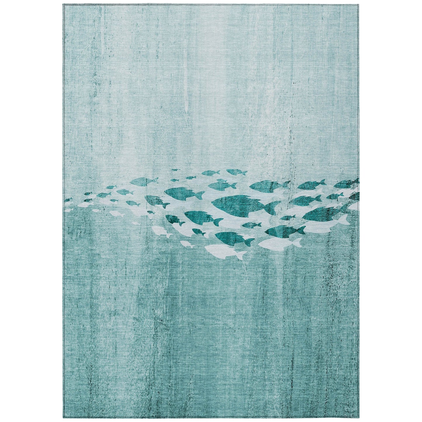 Machine Washable Indoor/ Outdoor Chantille Modern Sea Life Rug