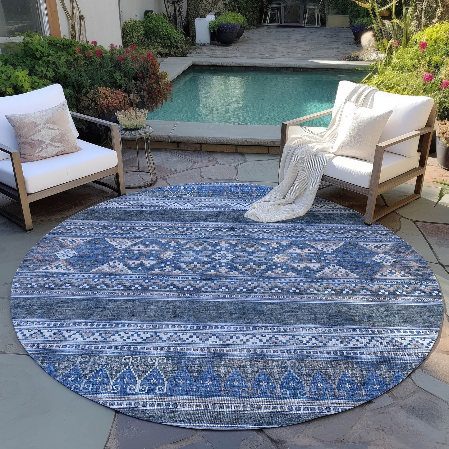 Machine Washable Indoor/ Outdoor Chantille Tribal Boho Rug