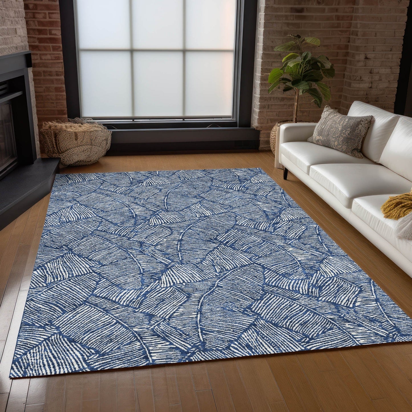 Machine Washable Indoor/ Outdoor Chantille Tropical Palm Rug