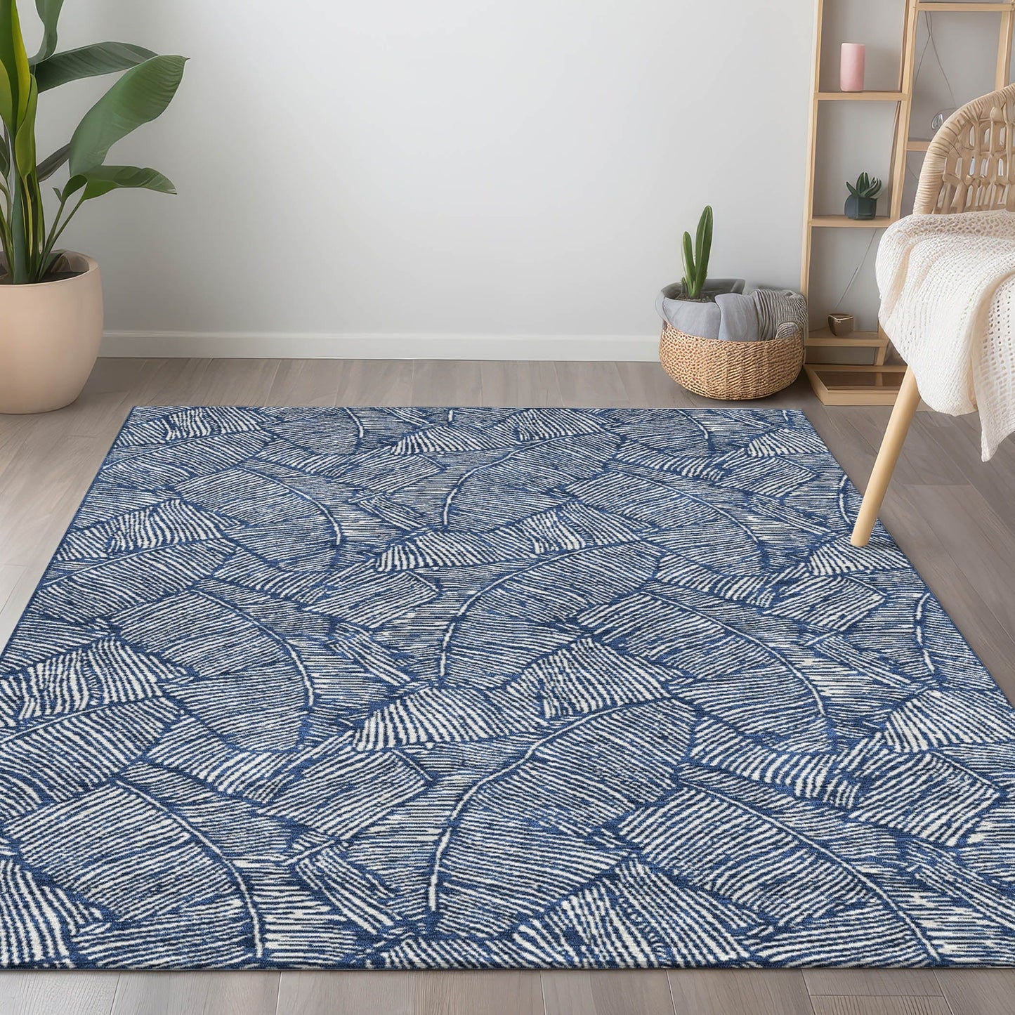Machine Washable Indoor/ Outdoor Chantille Tropical Palm Rug