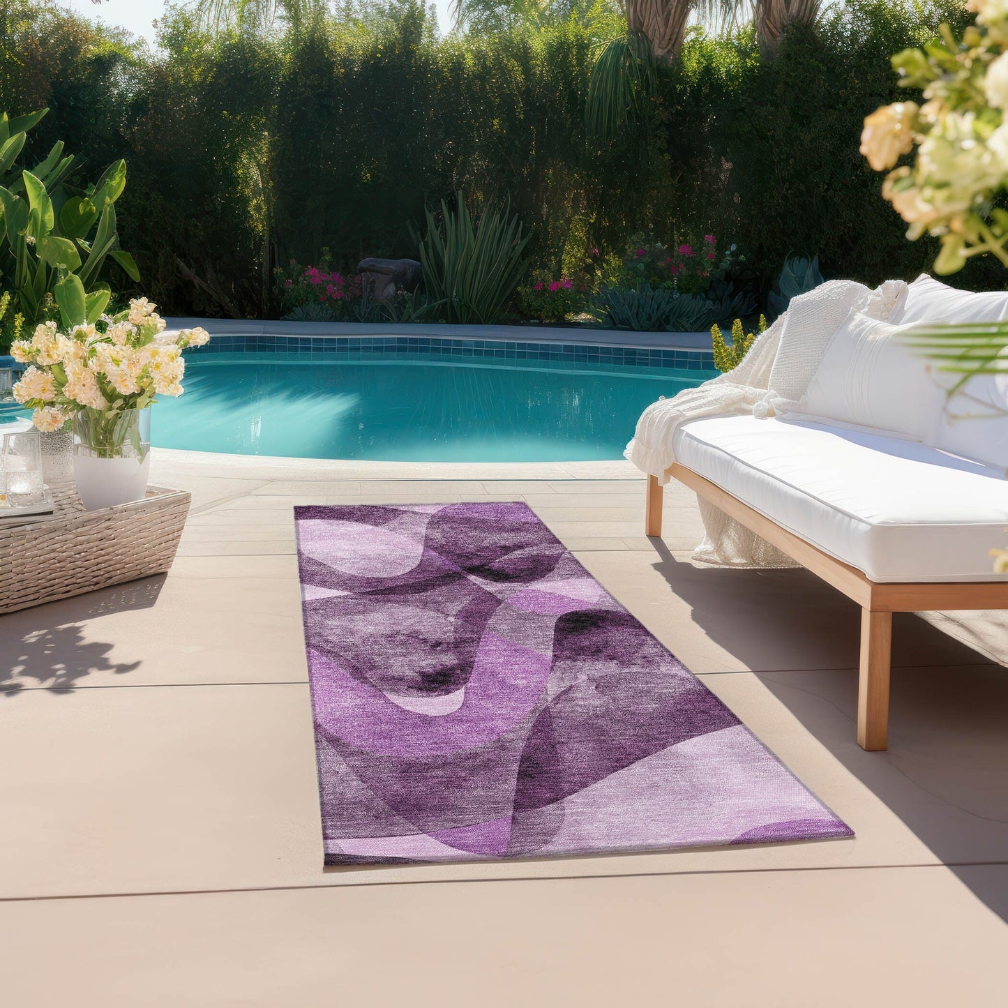 Machine Washable Indoor/ Outdoor Modern Chantille Rug