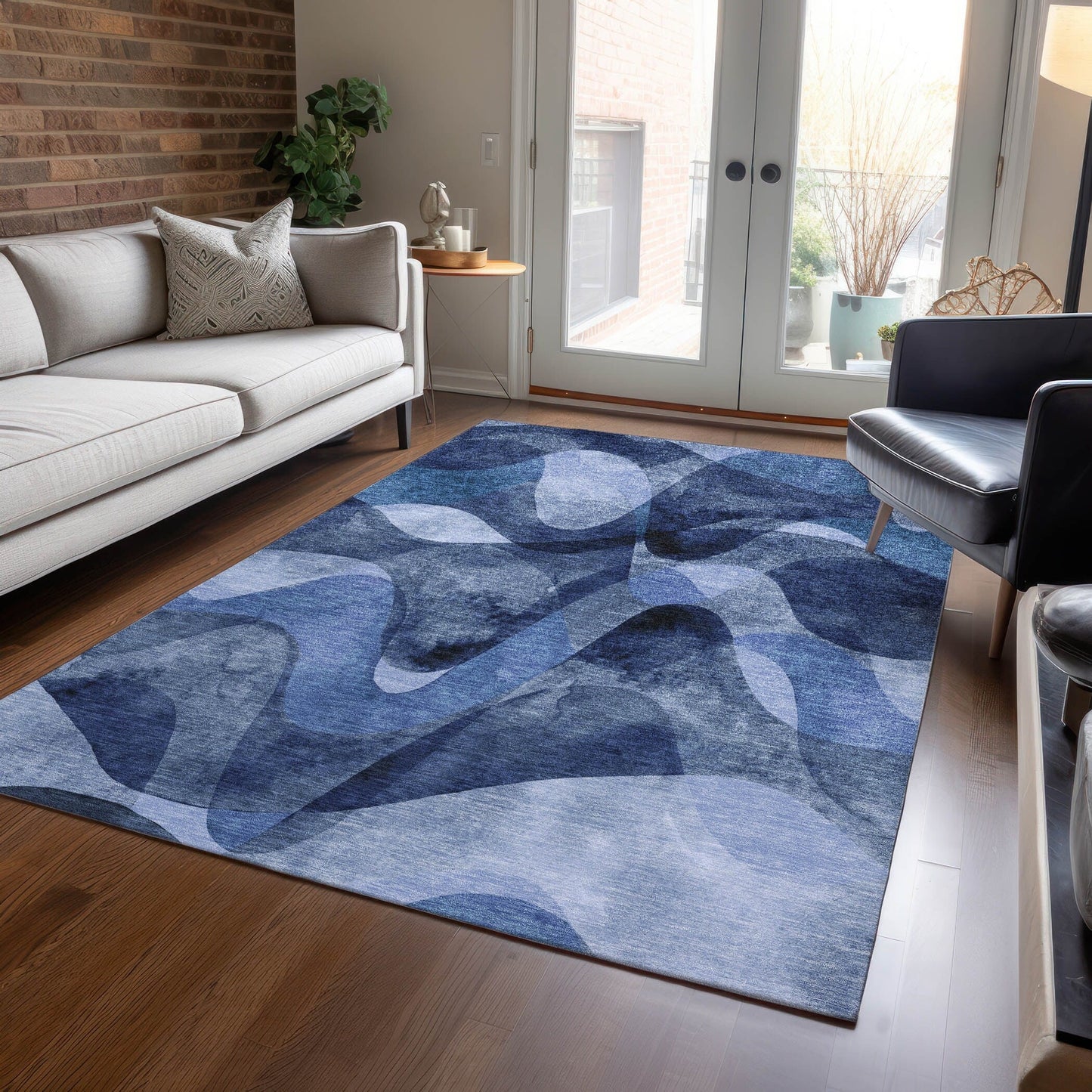 Machine Washable Indoor/ Outdoor Modern Chantille Rug