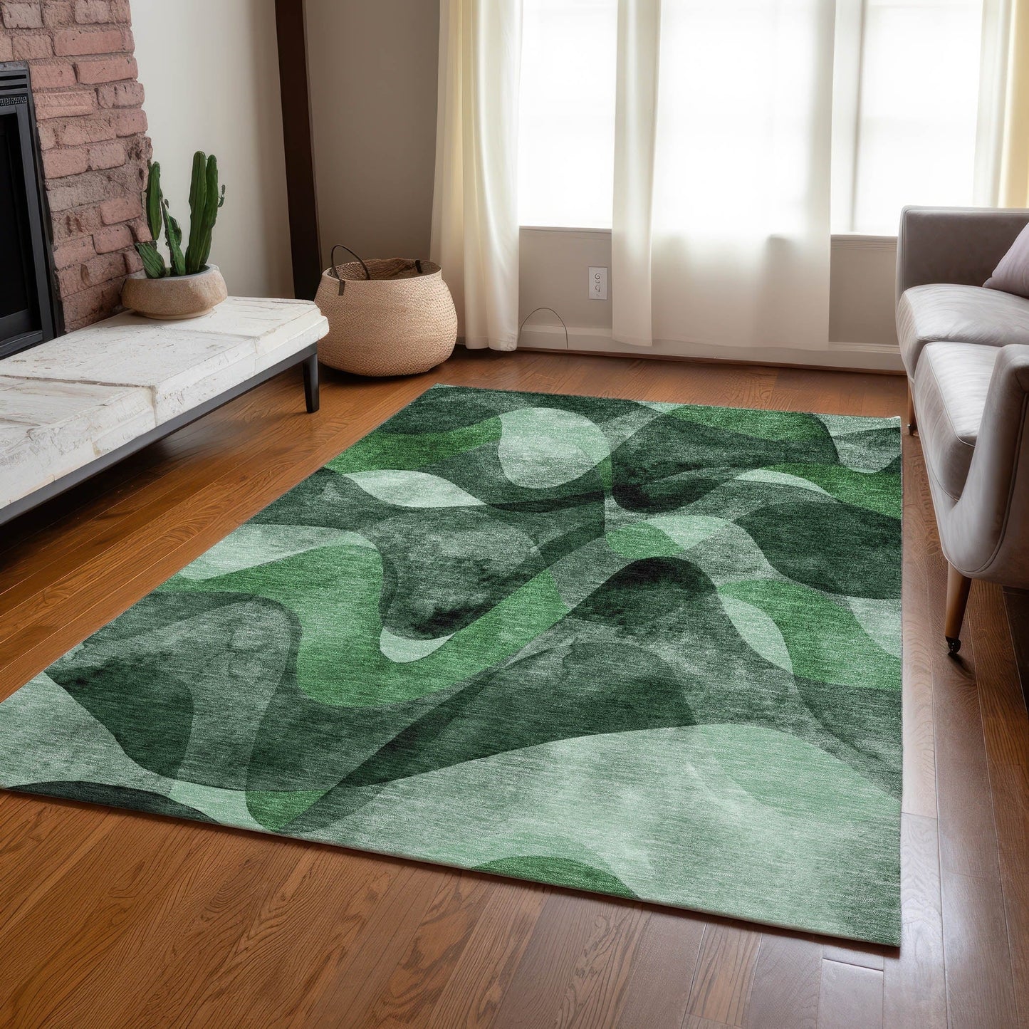 Machine Washable Indoor/ Outdoor Modern Chantille Rug