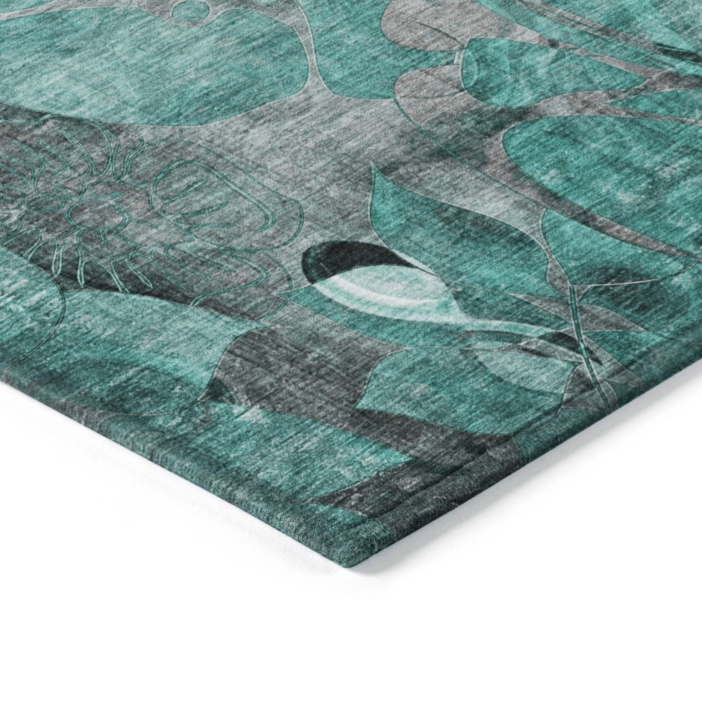Machine Washable Indoor/ Outdoor Modern Floral Chantille Rug