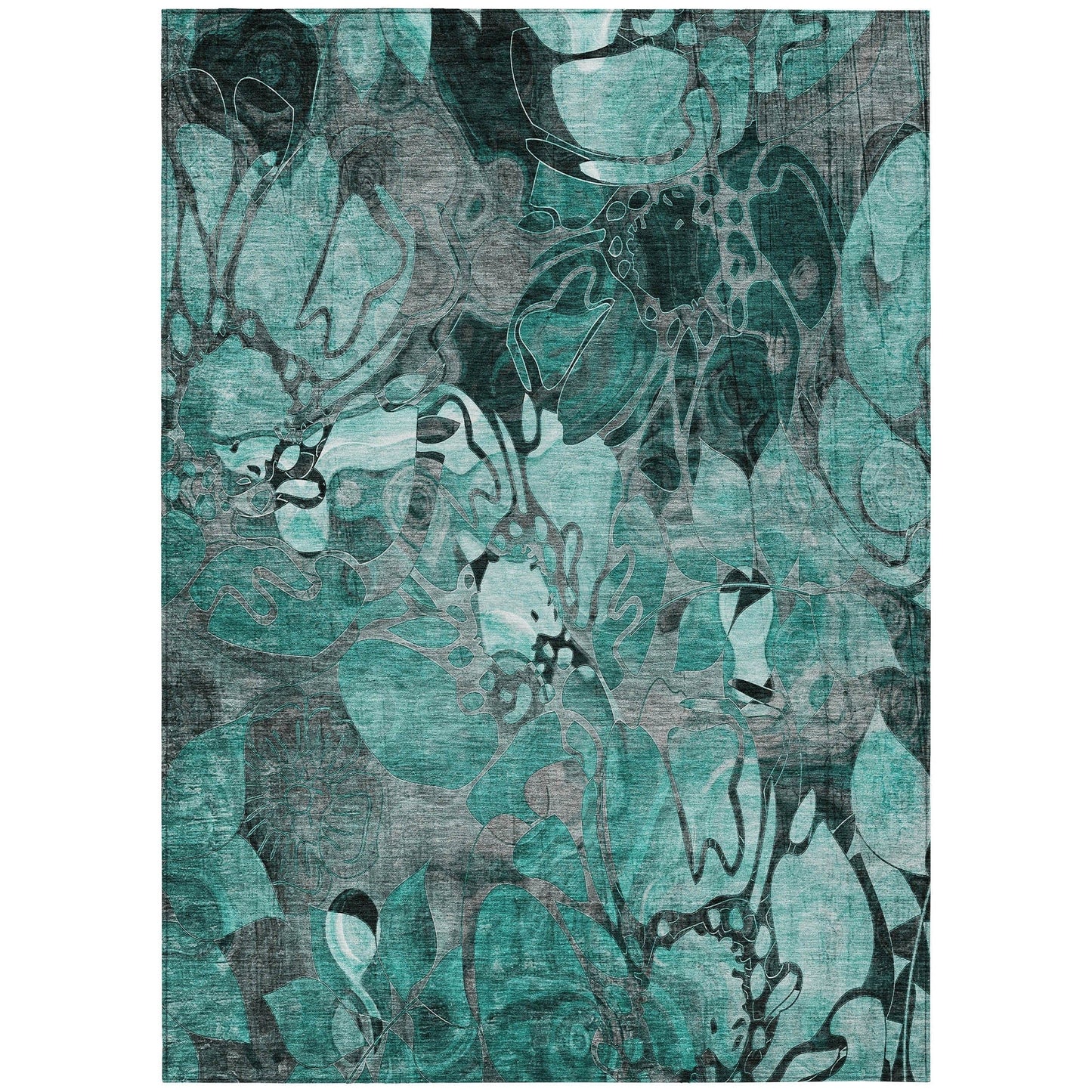 Machine Washable Indoor/ Outdoor Modern Floral Chantille Rug