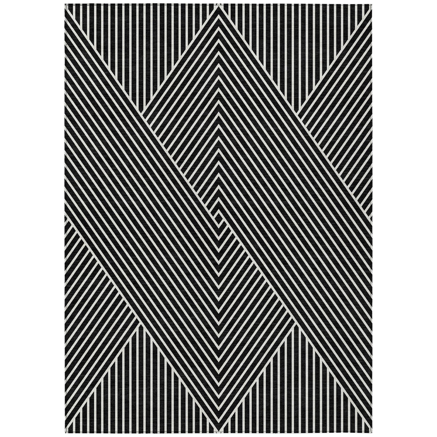 Machine Washable Indoor/ Outdoor Modern Geo Chantille Rug