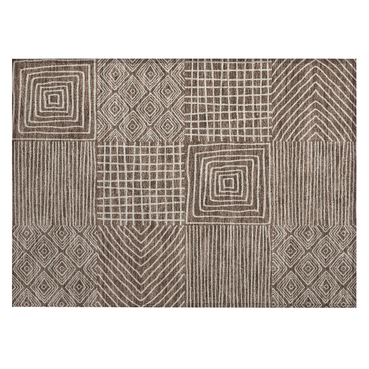 Machine Washable Indoor/ Outdoor Modern Mosaic Chantille Rug