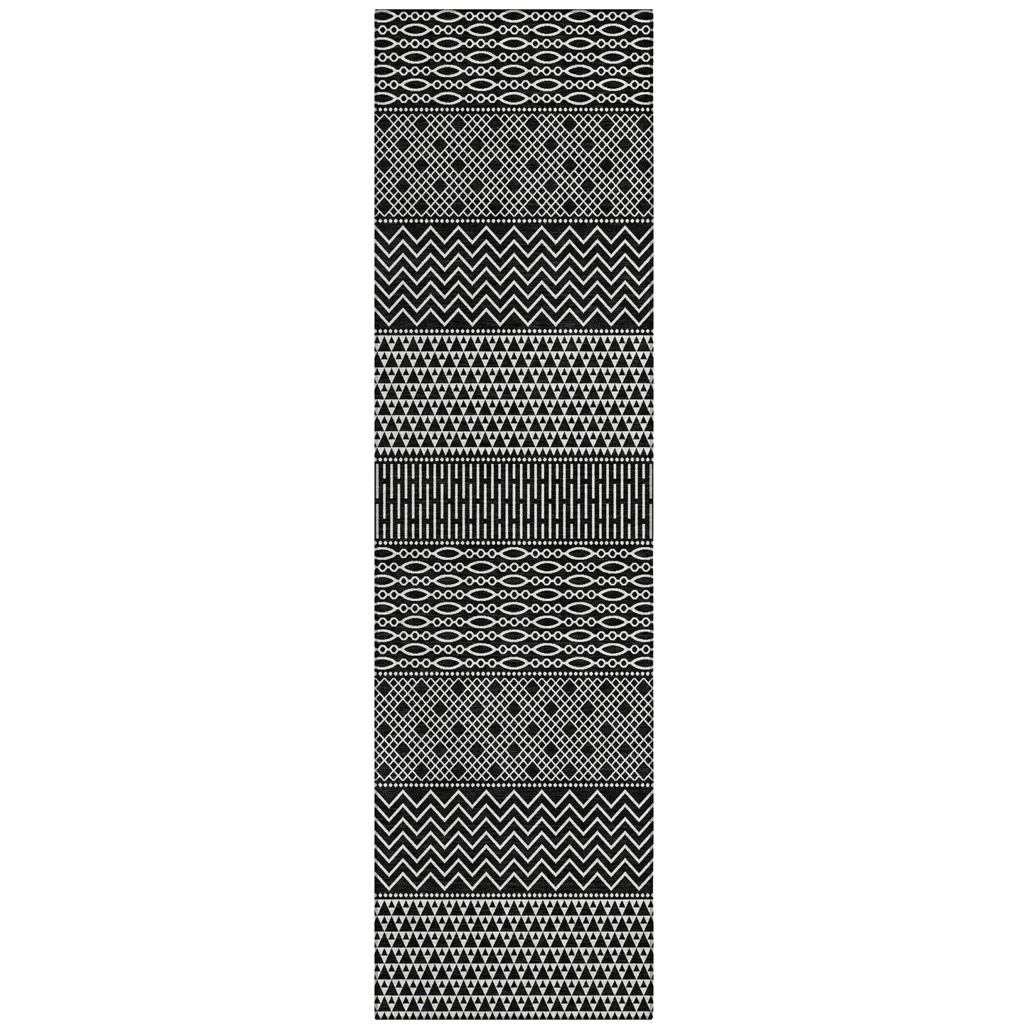 Machine Washable Indoor/ Outdoor Modern Stripes Chantille Rug