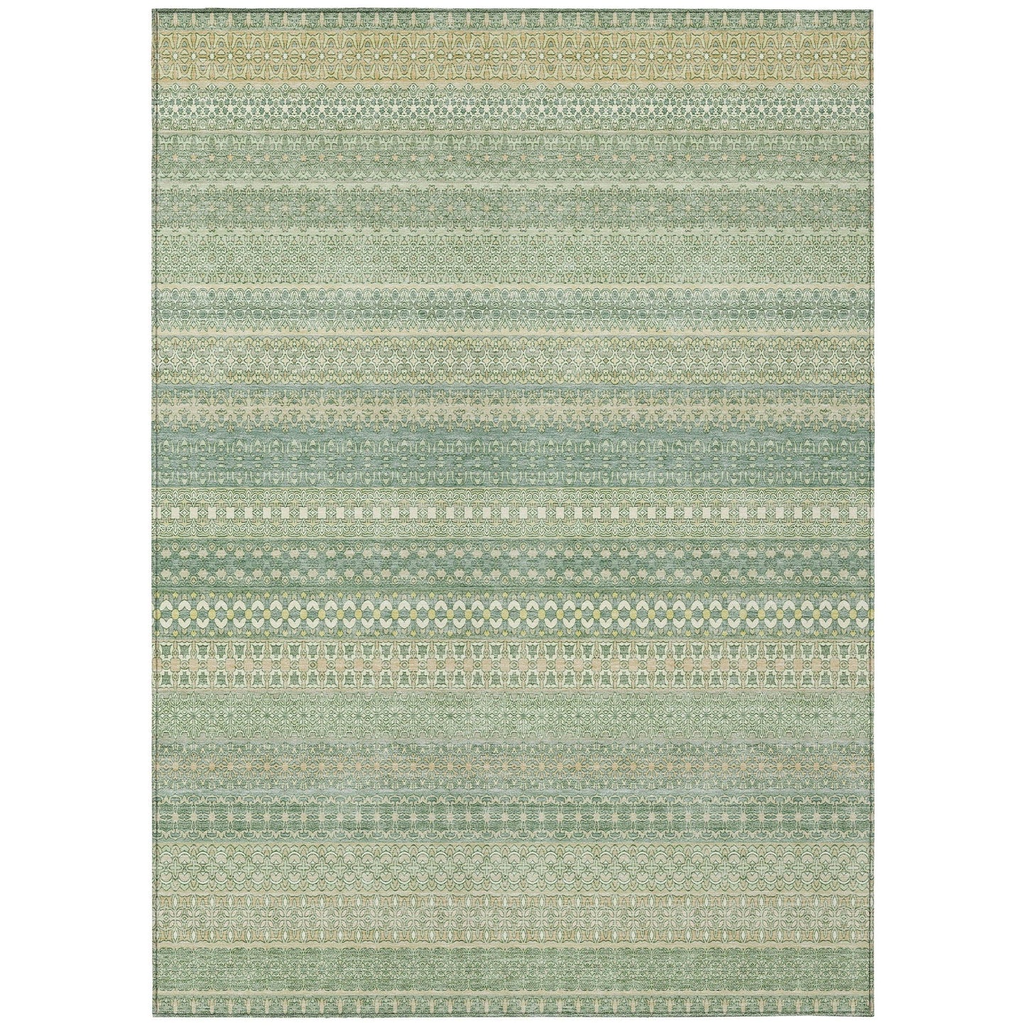 Machine Washable Indoor/ Outdoor Moroccan Stripes Chantille Rug
