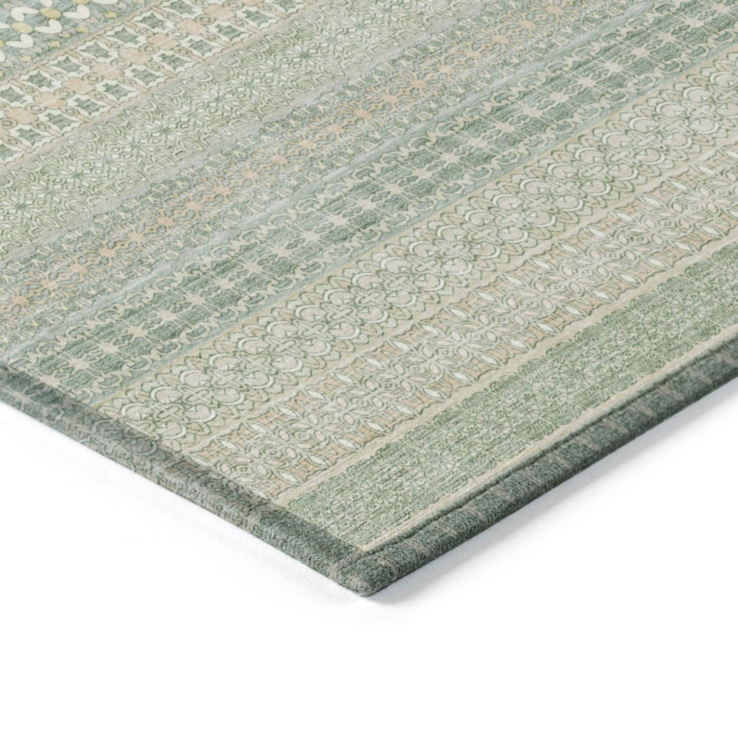 Machine Washable Indoor/ Outdoor Moroccan Stripes Chantille Rug