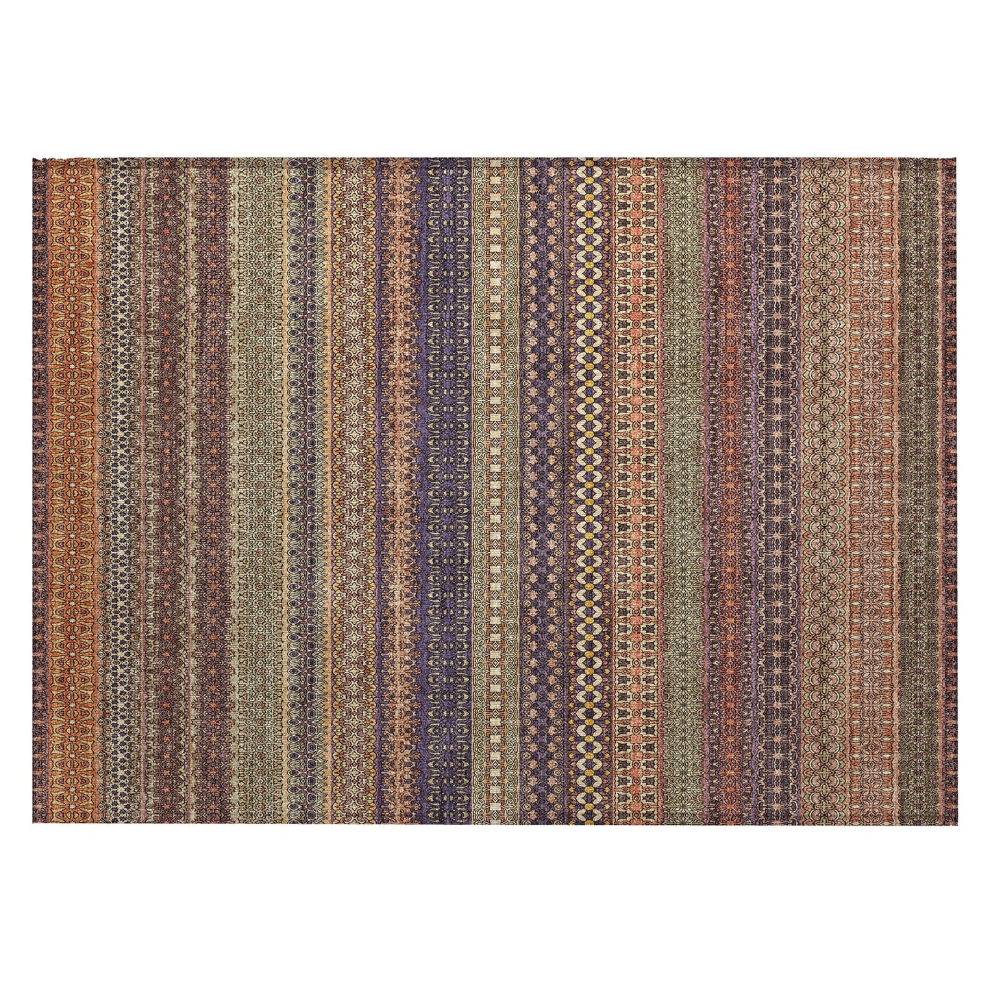 Machine Washable Indoor/ Outdoor Moroccan Stripes Chantille Rug