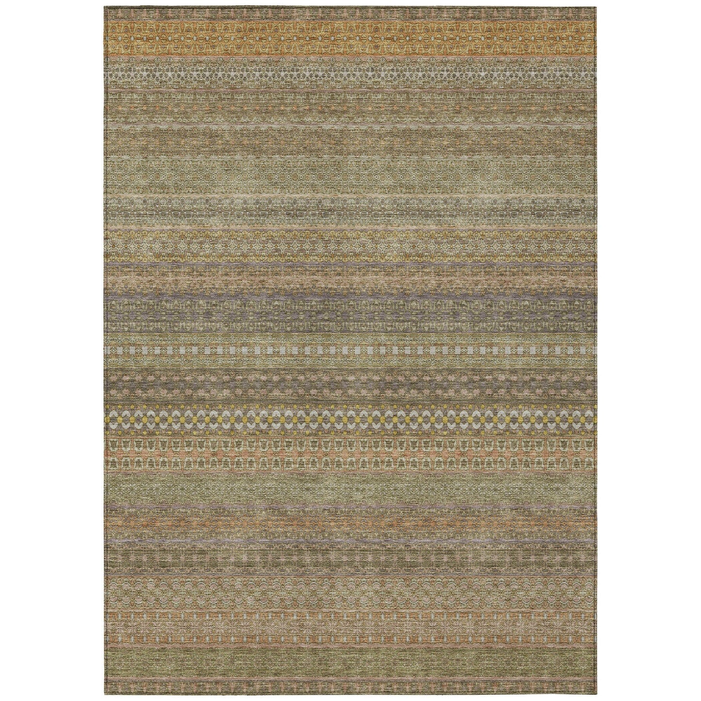 Machine Washable Indoor/ Outdoor Moroccan Stripes Chantille Rug